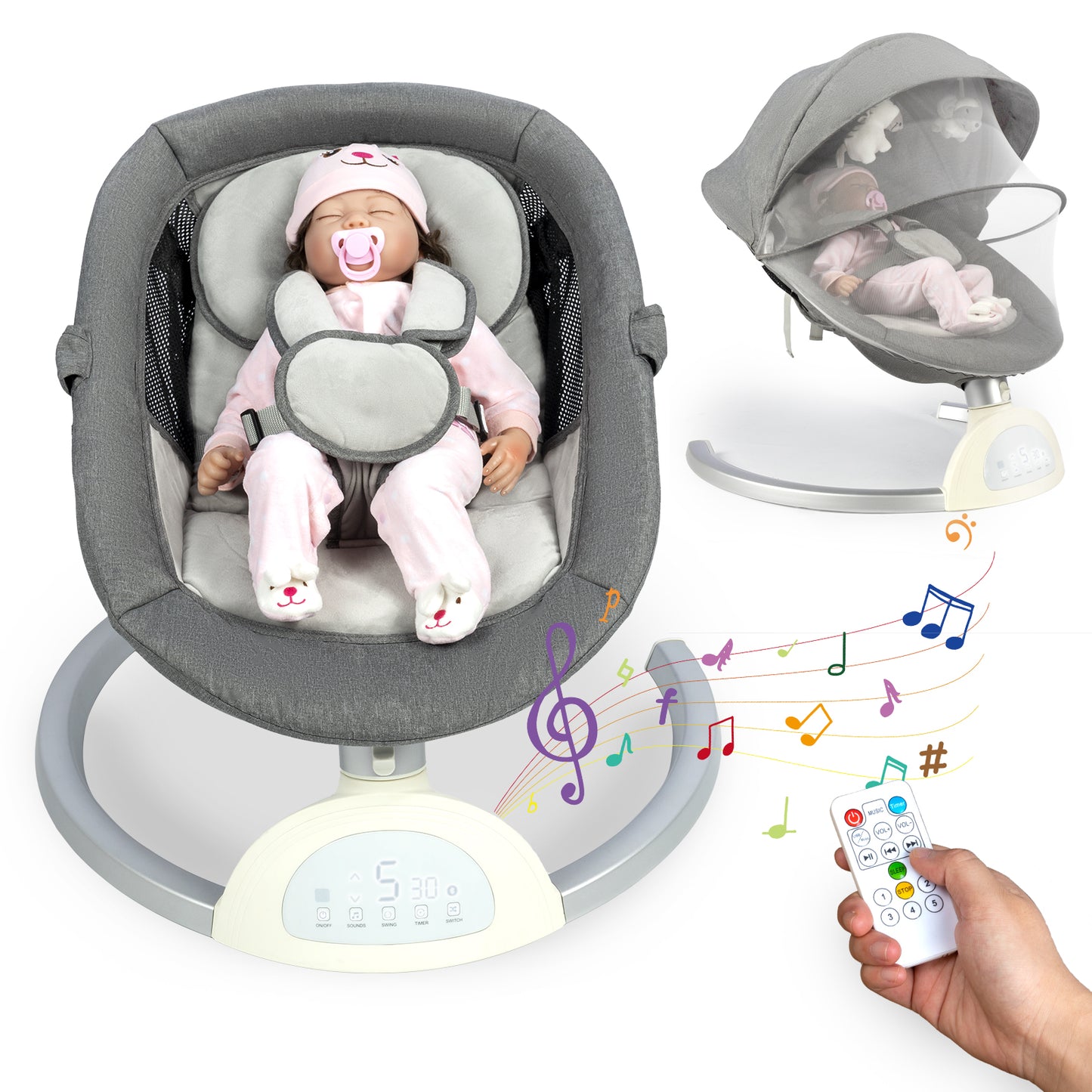 Baby Swings for Infants Girls and Boys, 5 Point Harness Infant Swing in Door for 0-9 Month Newbron